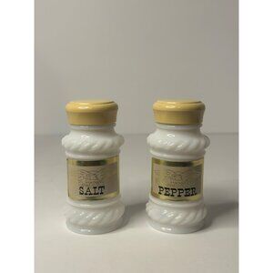 VTG Milk Glass Salt & Pepper Shakers Hazel Atlas Circa 1950s Mid Century Retro